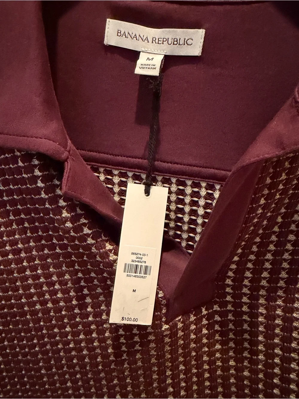 Banana Republic Burgundy Waffle Knit Polo